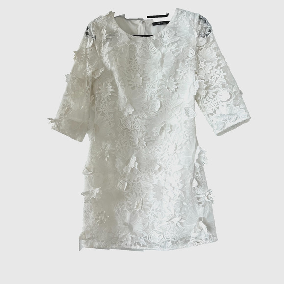 Ark & Company Floral Lace White Dress Size Small - Picture 2 of 11